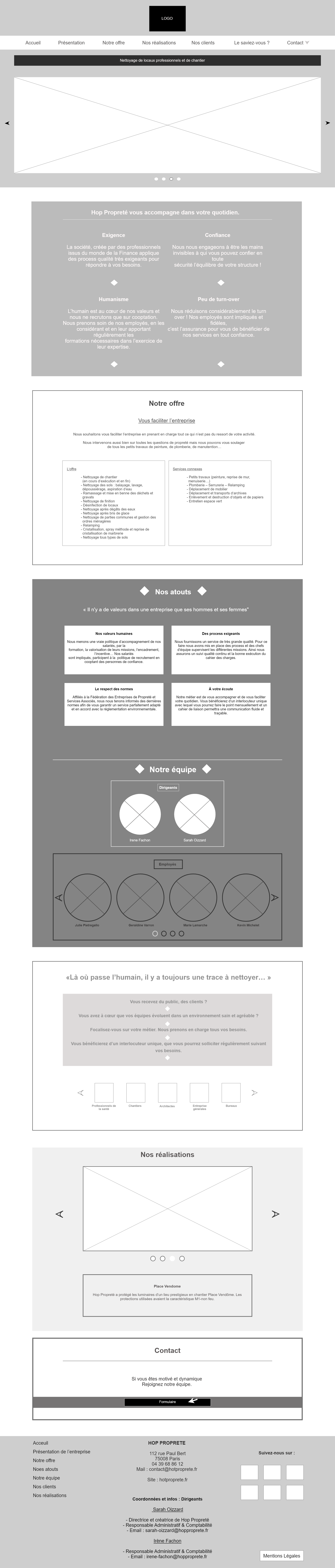wireframe desktop du site